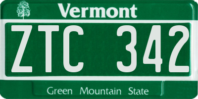 VT license plate ZTC342