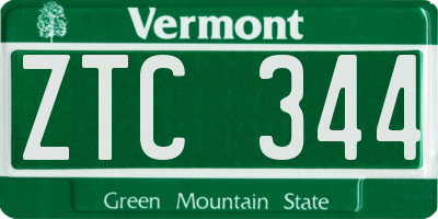 VT license plate ZTC344