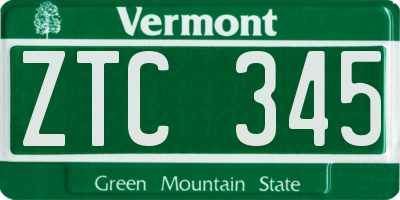 VT license plate ZTC345