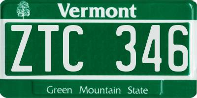 VT license plate ZTC346
