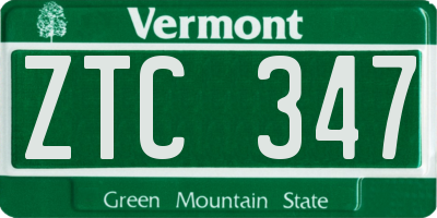 VT license plate ZTC347