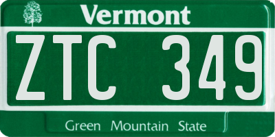 VT license plate ZTC349