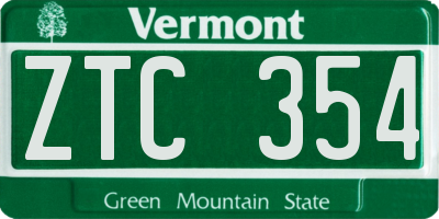 VT license plate ZTC354