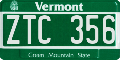 VT license plate ZTC356