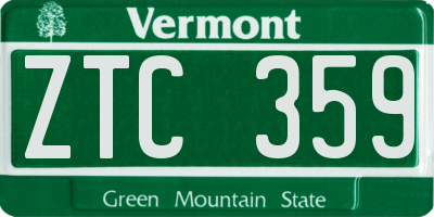 VT license plate ZTC359