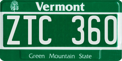 VT license plate ZTC360