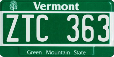 VT license plate ZTC363