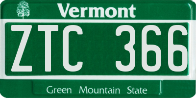 VT license plate ZTC366