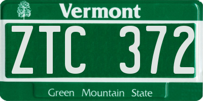 VT license plate ZTC372