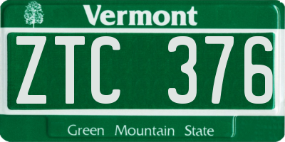 VT license plate ZTC376