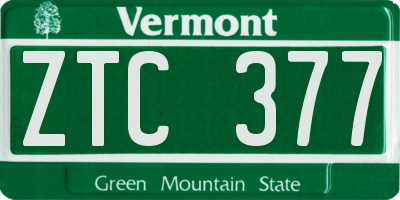 VT license plate ZTC377