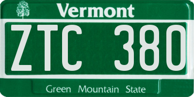 VT license plate ZTC380