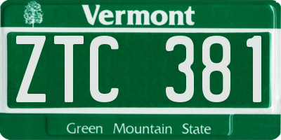 VT license plate ZTC381