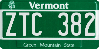 VT license plate ZTC382