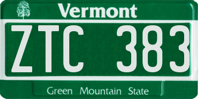 VT license plate ZTC383