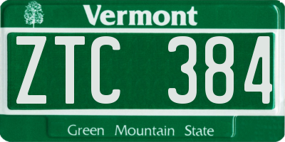 VT license plate ZTC384
