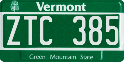 VT license plate ZTC385