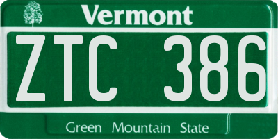 VT license plate ZTC386