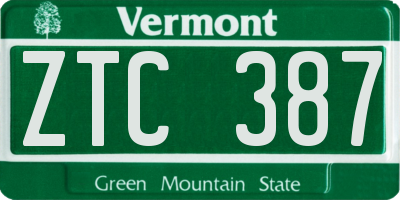 VT license plate ZTC387