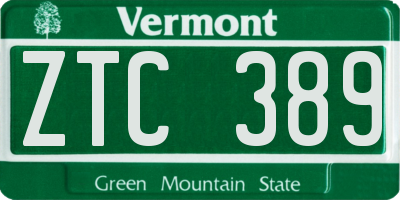 VT license plate ZTC389