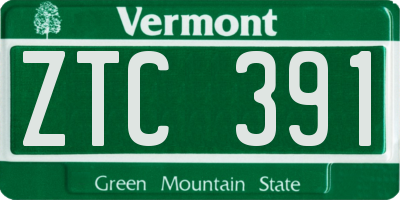 VT license plate ZTC391