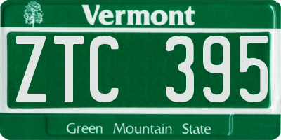 VT license plate ZTC395