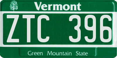 VT license plate ZTC396