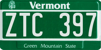 VT license plate ZTC397