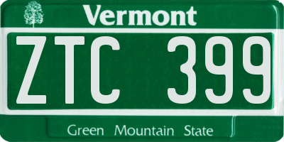 VT license plate ZTC399