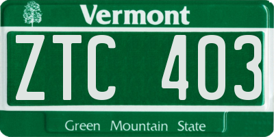 VT license plate ZTC403