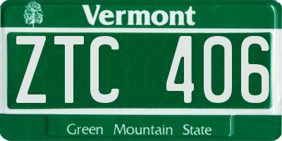 VT license plate ZTC406