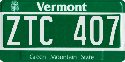 VT license plate ZTC407