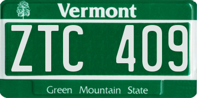 VT license plate ZTC409
