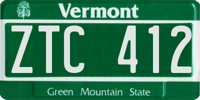 VT license plate ZTC412