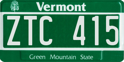 VT license plate ZTC415