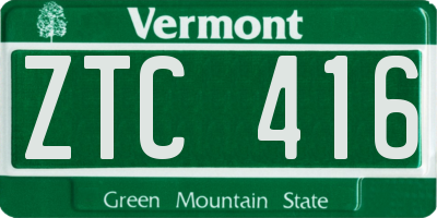 VT license plate ZTC416