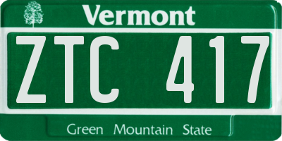 VT license plate ZTC417