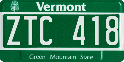 VT license plate ZTC418