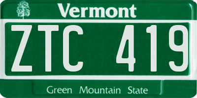 VT license plate ZTC419