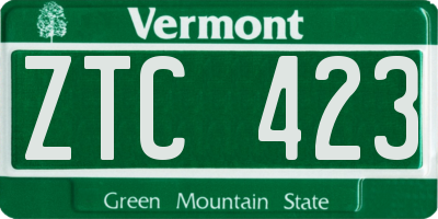 VT license plate ZTC423