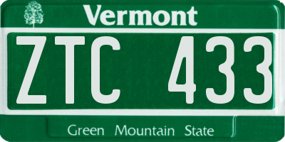 VT license plate ZTC433