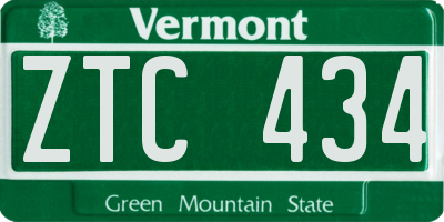 VT license plate ZTC434