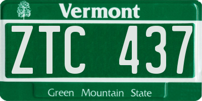 VT license plate ZTC437