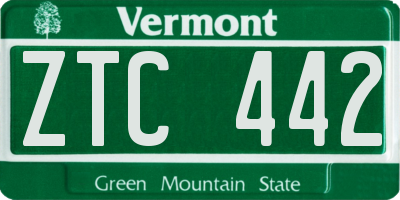 VT license plate ZTC442