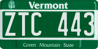 VT license plate ZTC443