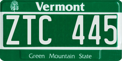 VT license plate ZTC445
