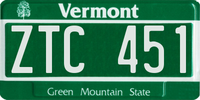 VT license plate ZTC451