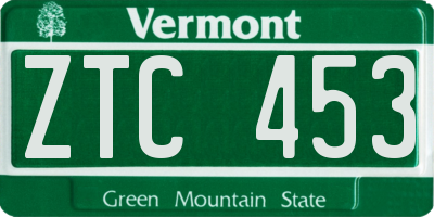 VT license plate ZTC453