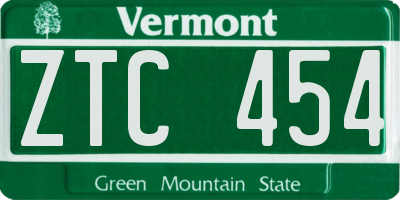VT license plate ZTC454