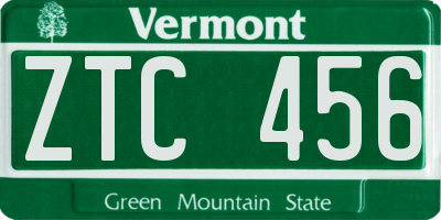 VT license plate ZTC456